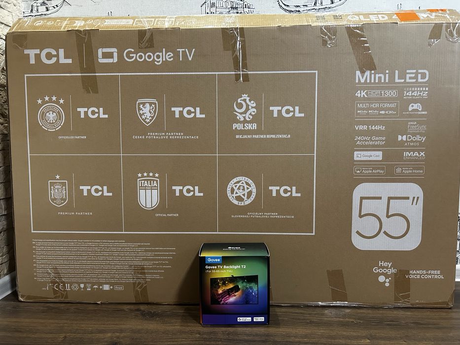 Крутой 4к телевизор TCL 55” Mini LED Qled + Govee Ambilight T2 | Комплект | Дёшево