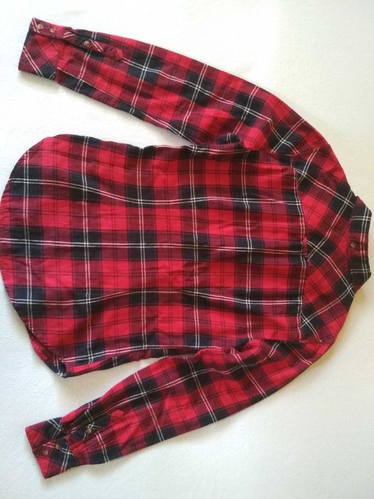 Koszula damska 100% bawełna w czerwoną kratę slim fit H&M 34 XS