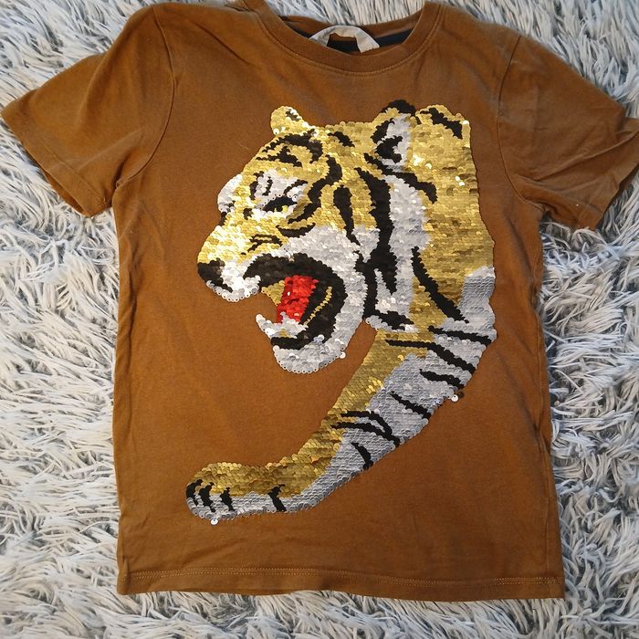 Koszulka t-shirt h&m z odwracalnymi cekinami 122/128