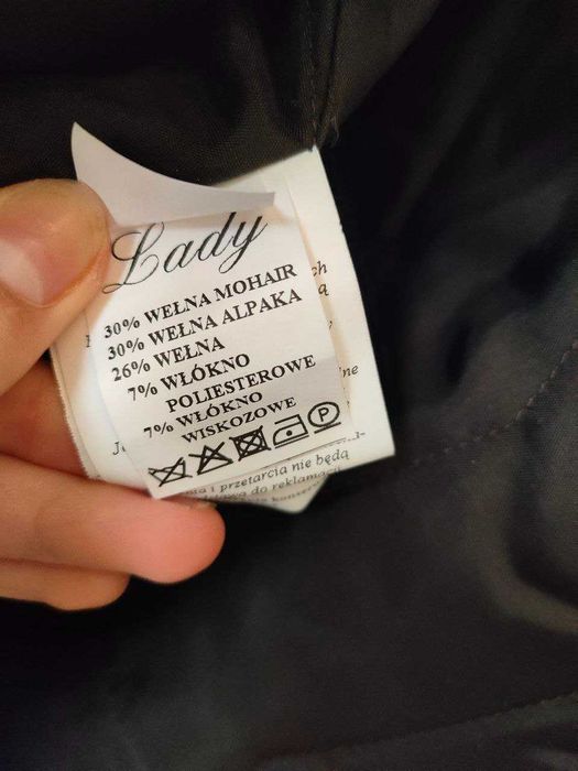 Płaszcz brązowy, rozmiar M, mieszanka wełny alpaka i mohair