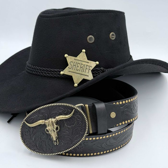 Kapelusz kowbojski pas byk gwiazda szeryfa western cowboy cowgirl panieński kawalerski