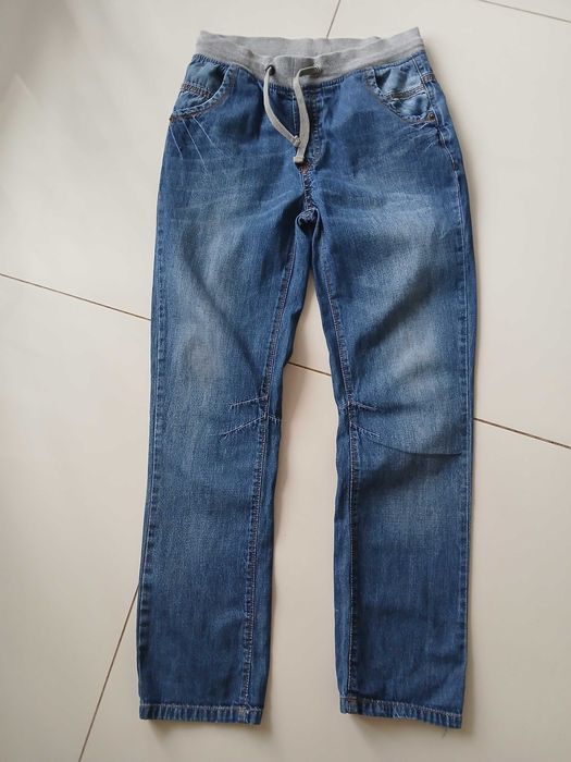 Jeansy spodnie chłopięce 152 158 joggery proste regulacja