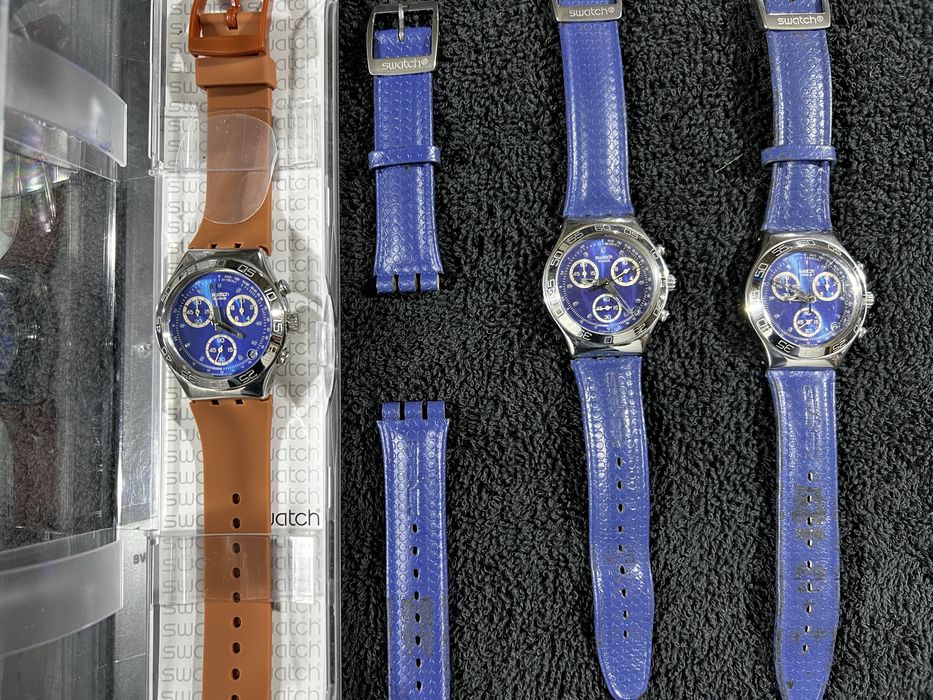 Kolekcja 3x Swatch Irony Chrono „Ciel Étoile” YCS440 (2003) – Unikat / NOS! Świeże baterie!