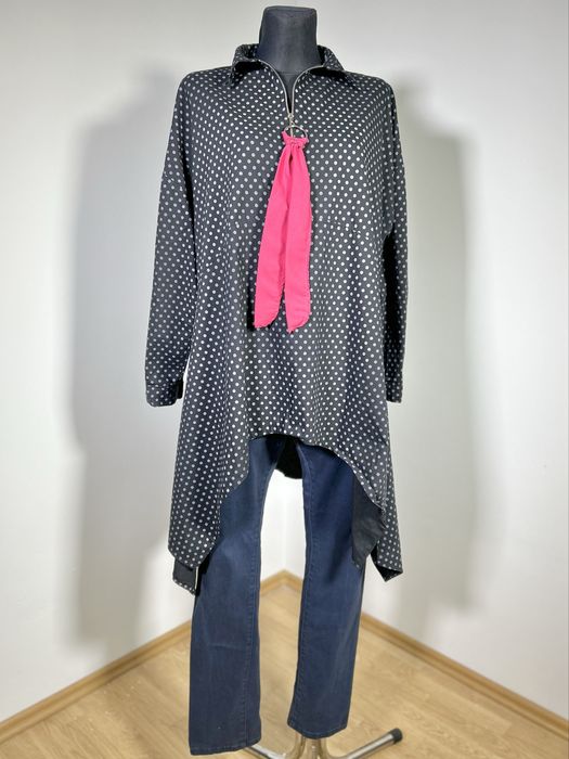 Długa tunika bluzka damska do pracy 46 xxxl elegancka wiosenna luźna