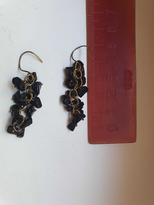 Серьги ссср Агат чёрный гранат