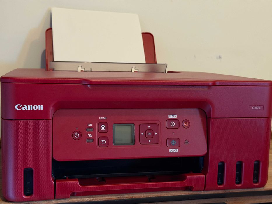 Canon PIXMA G3470 (Czerwona) – Jak nowa, Pełne tusze, Gwarancja