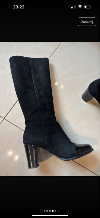 Kozaki skorzane wysokie czarne