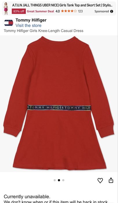 Tommy Hilfiger платье для девочки  Томми Хилыигер