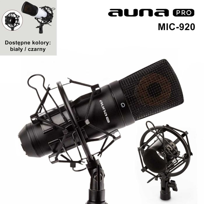 Mikrofon Pojemnościowy USB Auna Pro MIC‑920 Pająk, Etui, Kolory - Nowy