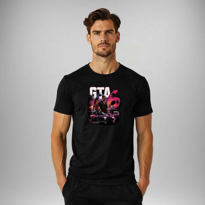 T-Shirt preta do tema GTA VI