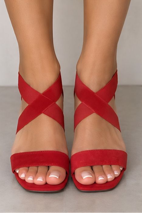 Sandalias cunha vermelha tam.36