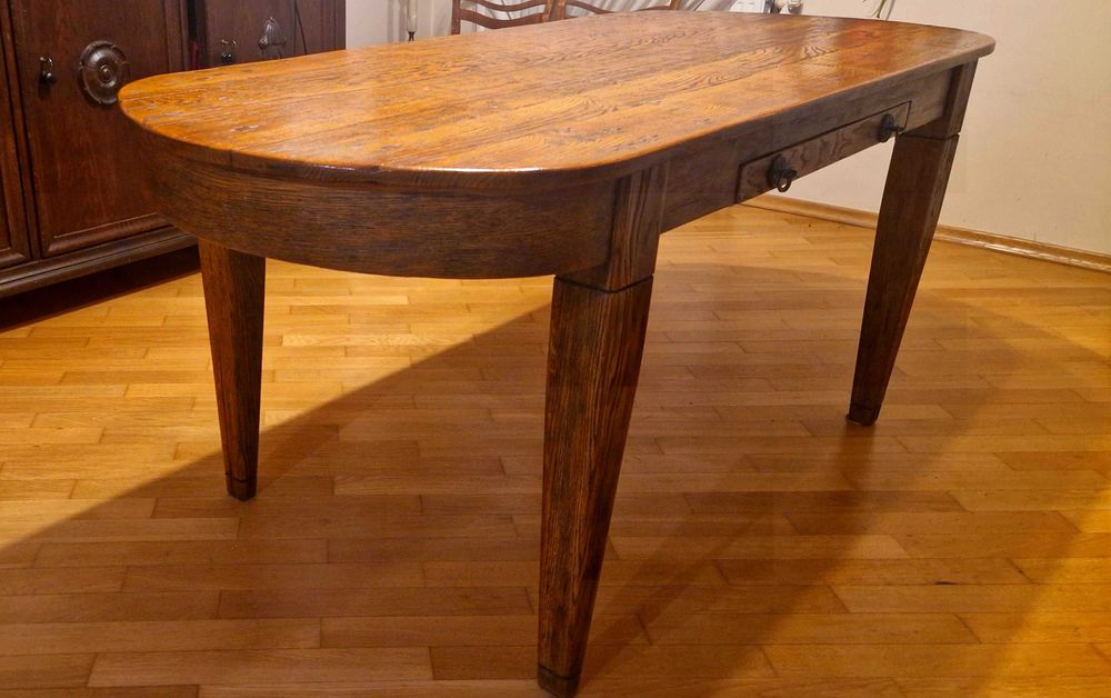 Stół dębowy ręcznie robiony – unikat, lite drewno, 178 × 80 cm