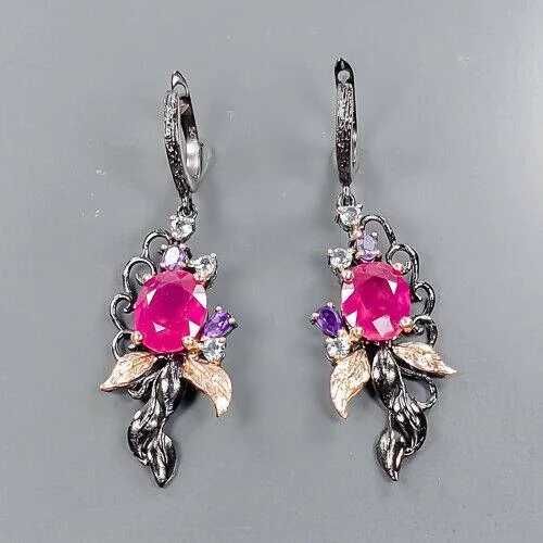 Kolczyki srebrne z naturalnym Rubinem!!!