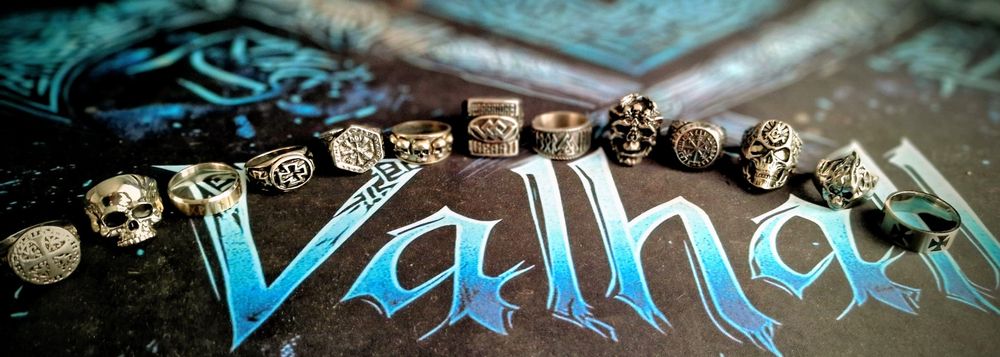Sygnet pierścień obrączka czaszka runy wiking krzyż motocyklisty nordy