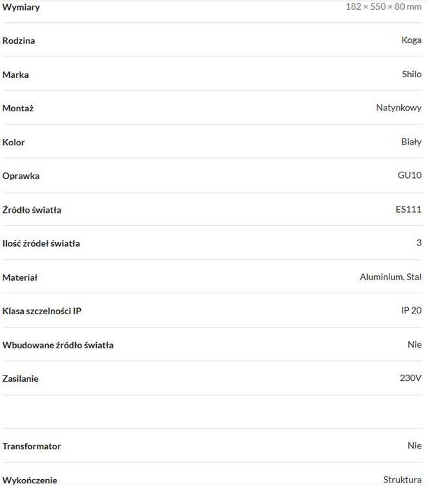 Plafon potrójny Koga – Biały