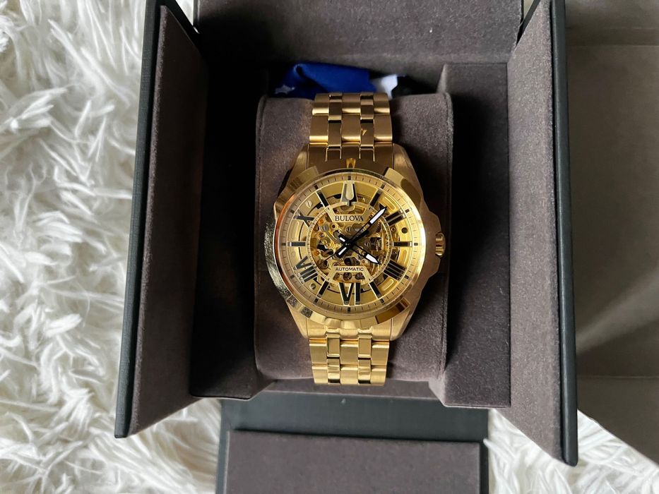 Złoty Zegarek BULOVA 97A162 automat skeleton szafir 43mm