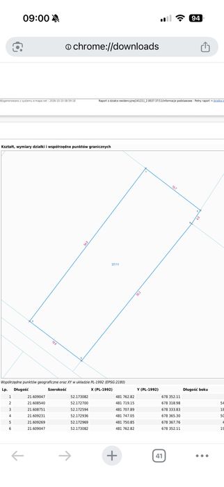 Działka 1062 m2  objeta MPZP Targówka