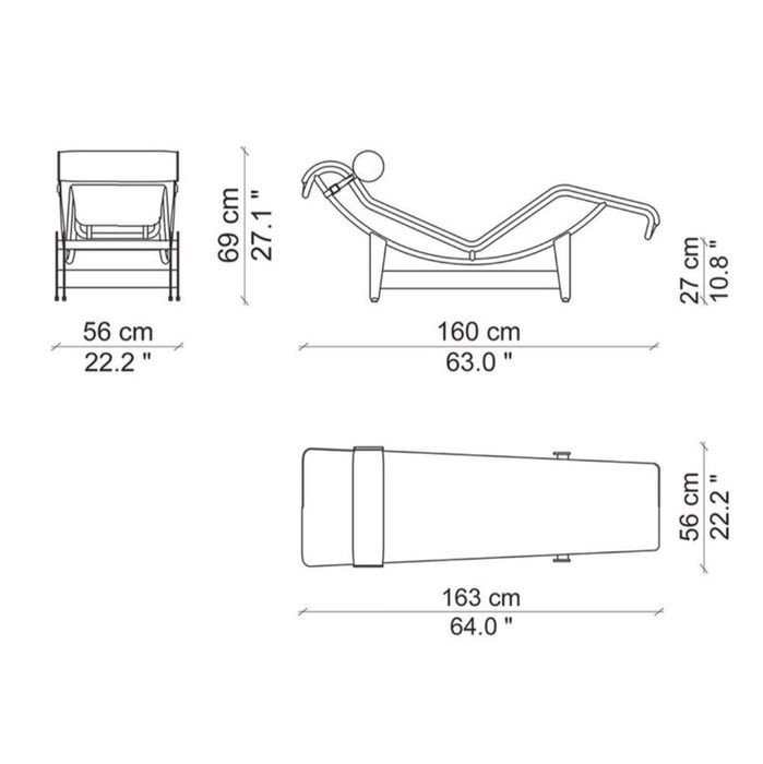 Réplica LC4 Corbusier, de 1929, pele verdadeira