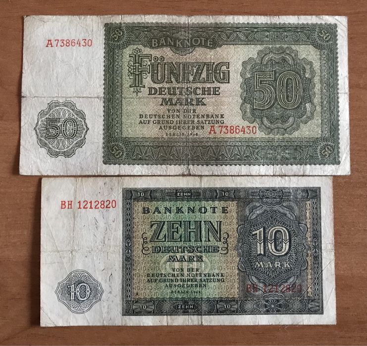 50 ,10 марок 1948 года Германия,цена за 2 шт