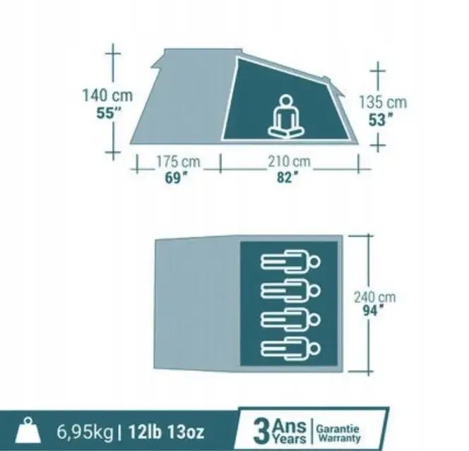 Кемпінговий намет Quechua MH100 XXL 4-місний