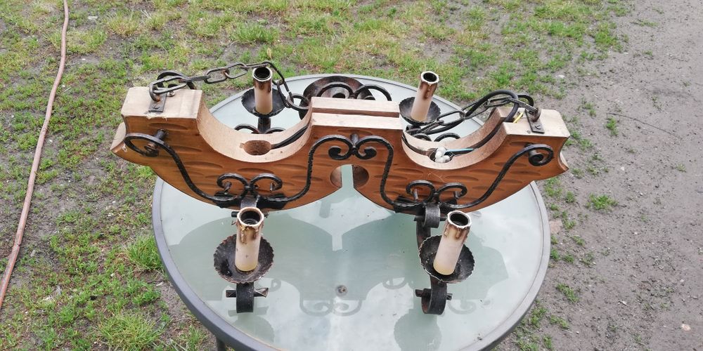 Lampa wisząca drewno, metal