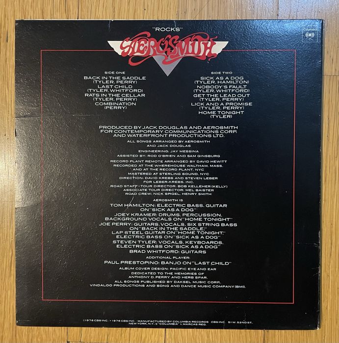 Vinil Lp - Aerosmith – Rocks (First Press 1976, US)