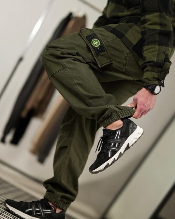 Зимові штани джогери stone oliva чоловічі олива міські стон штани