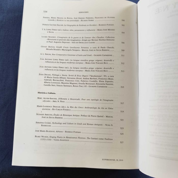 EUPHROSYNE - Revista de Filologia Clássica (volume XXXVIII)