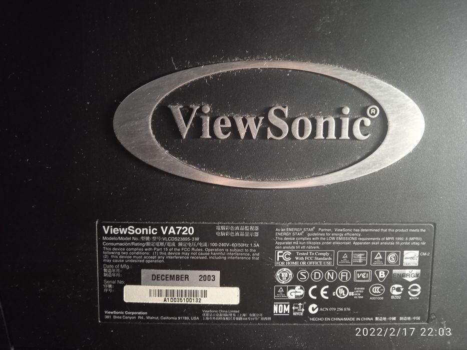 Продам монітор ViewSonic VA720 17"