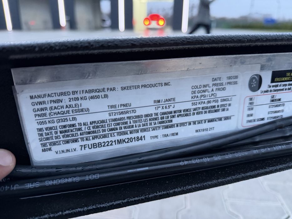 Продам лодочный прицеп SKEETER WX1910 21T (2020), двовісний | Як Новий