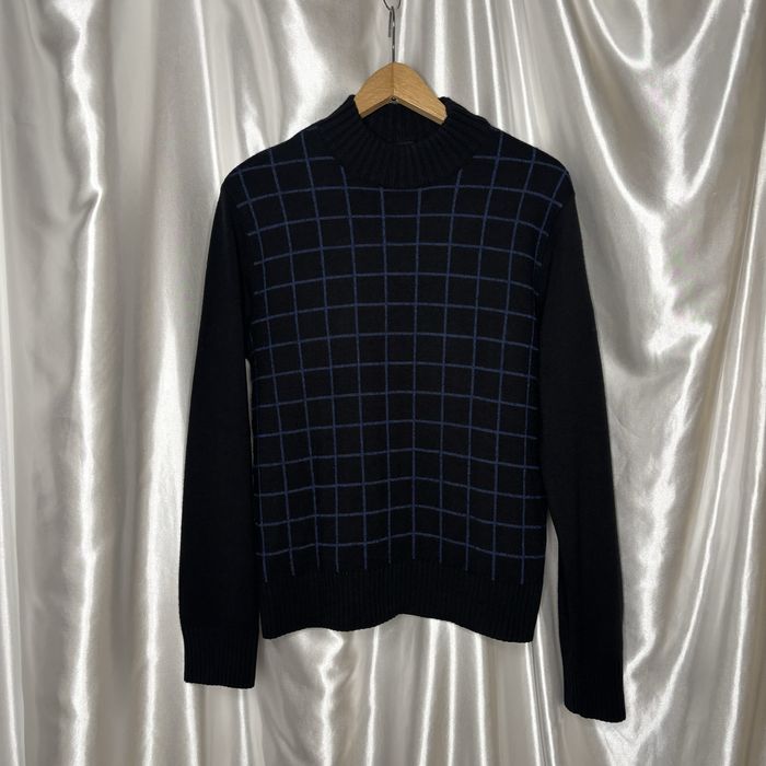 vintage czarny golf sweter Versace jeans couture kratkę paski unisex