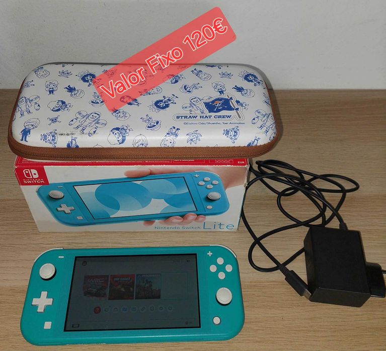 Nintendo Switch Lite Turquesa C/Caixa + Bolsa One Piece + Carregador