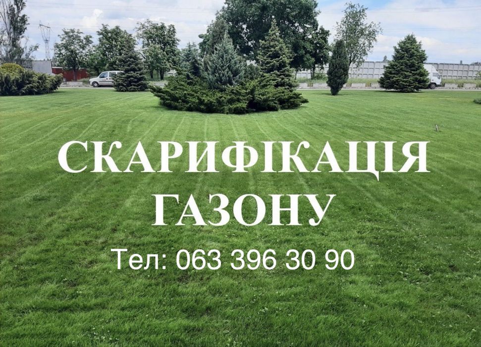 Скарификация газона, покос травы, покос газона, аэрация. ДНЕПР