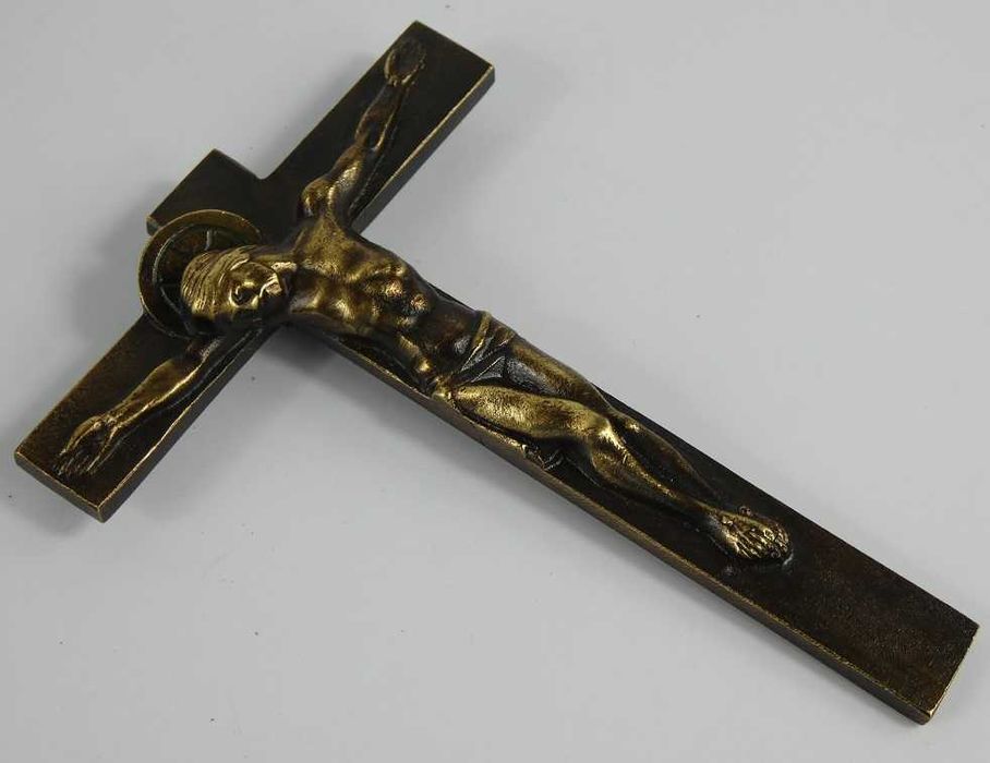 UNIKAT KRZYŻ krzyżyk krucyfiks 10,6 cm JEZUS bronze