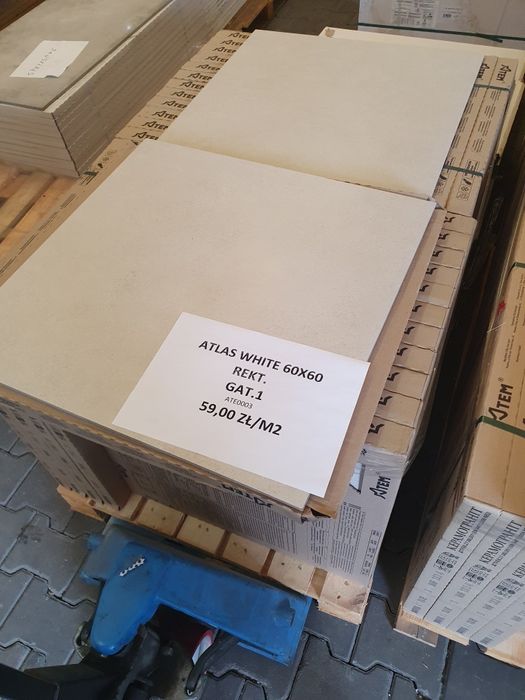 Płytki gres Atlas White 60x60 rekt. Atem Gat.1