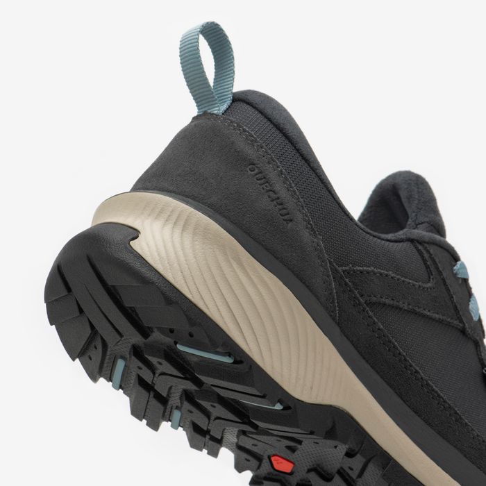 Calçado de caminhada impermeável mulher, NH500 Couro WP cinzento