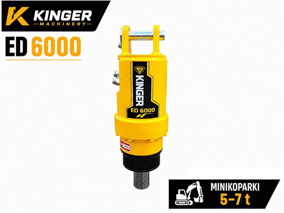 Wiertnica hydrauliczna świder do koparki minikoparki 5-7t Kubota CAT Bobcat Takeuchi JCB Yanmar KINGER ED6000