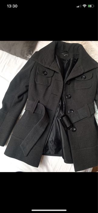 Szary płaszcz s wiazany