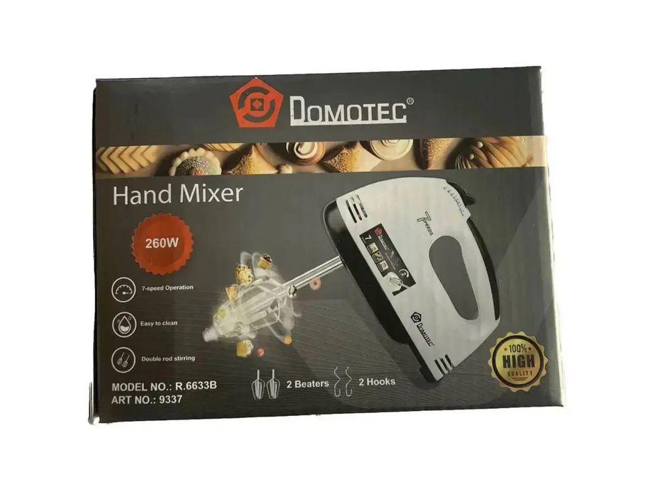 Ручний міксер Domotec R6633B 260W, електричний кухонний 2 насадки