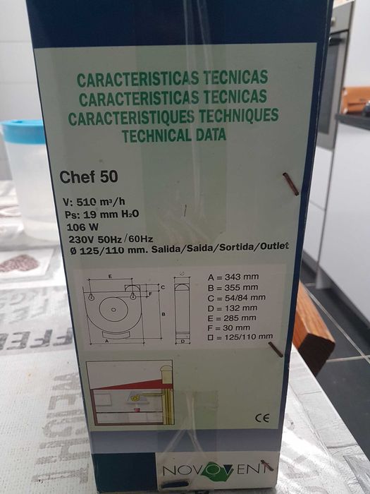 Extractor para móveis de cozinha Chef 50 Novoent