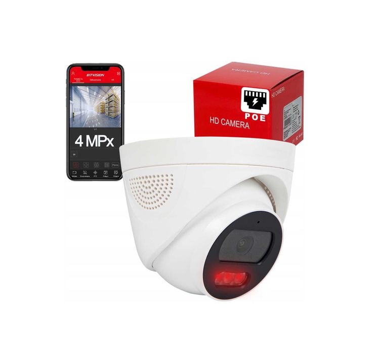 Kamera IP POE wewnętrzna 4MPx 4MP detekcja 20m IR 2.8mm Kopułowa ONVIF