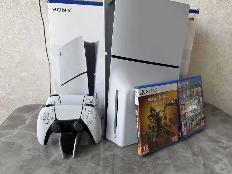 Playstation 5 slim 1 Tb + два геймпади + ігри + підписка + ГАРАНТІЯ