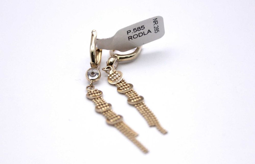 Piękne Nowe Złote Kolczyki P.585 W. 3,43G Nr.285 Rodła