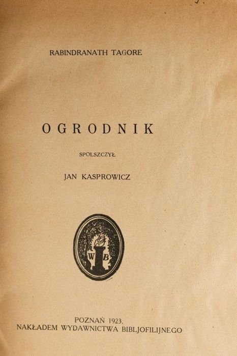 Stara książka, Rabindranath Tagore OGRODNIK, 1923 rok.
