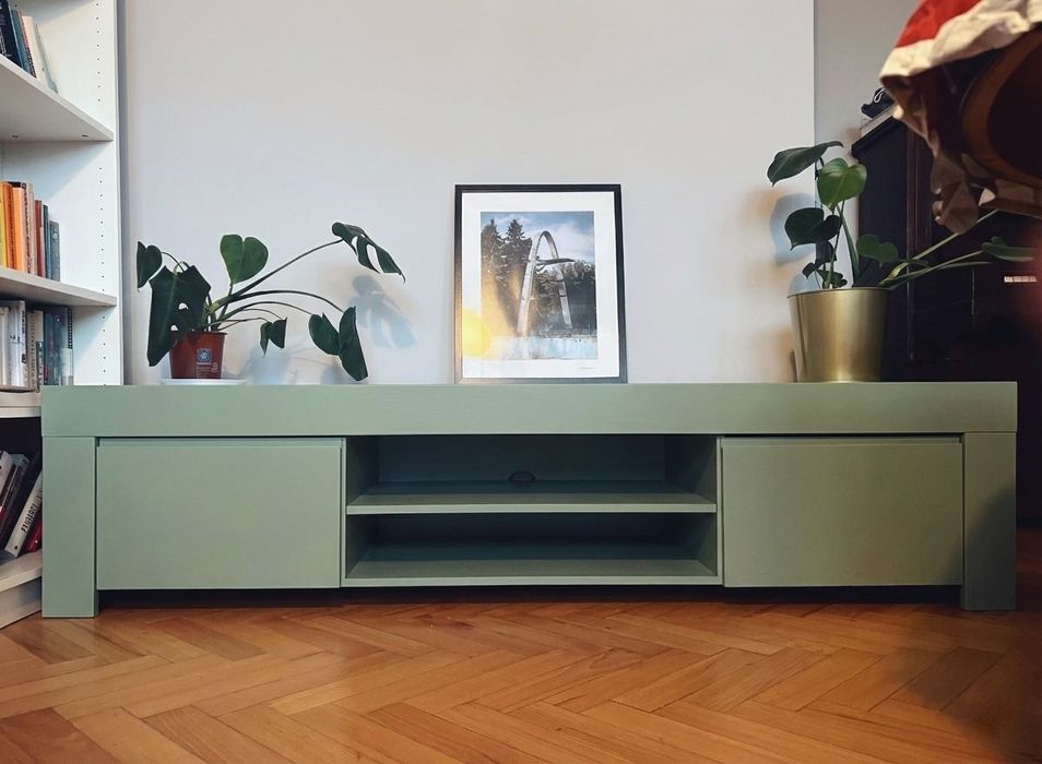 > PRZECENIONA Szafka RTV biała 190 cm z salonu Euforma Puławska