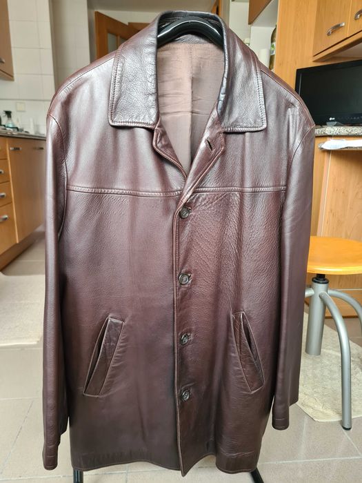 Vendo casaco Massimo Dutti, em pele napa castanha, tamanho M/38