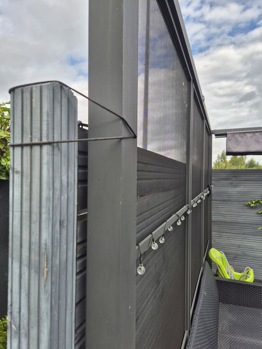 Altana pergola antracyt 3m x 3m z zasłonami, daszek, moskitiera, podło