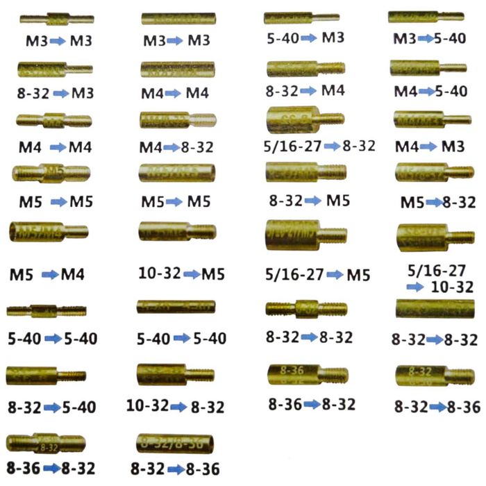 Komplet 30 szt. mosiężnych adapterów/przejściówek do wyciorów – CELNA