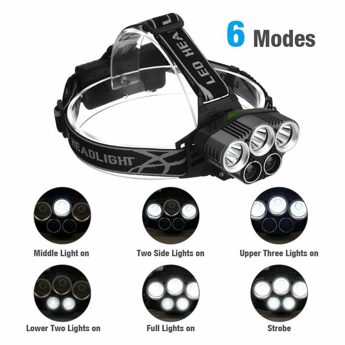 Lanterna para caça pesca desporto LED- De colocar à cabeça