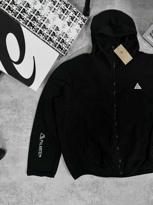 Флісова зіпка Nike ACG Polartec чорна з капюшоном тепла кофта (M-XXL)